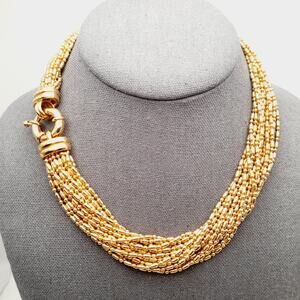 Vintage Dyadema Italy Bronze Multi Strand Necklace 1990s Statement